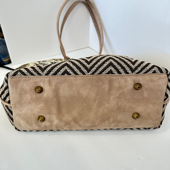 Atenti Betty Origins Doctor Bag Purse Neutral Colors Damask Tapestry Embroidery - Picture 10 of 13